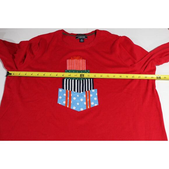 Land's End Red Christmas Sweater Women's 2X (20W/22W) Crew Neck Pull-over LS - Picture 8 of 11